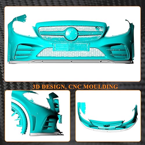 Miniatura 2 de Borde de parachoques delantero de fibra de carbono para Mercedes Benz Clase C W206 C205 A205 C43 AMG 2019-2021 Protector divisor de alerón de