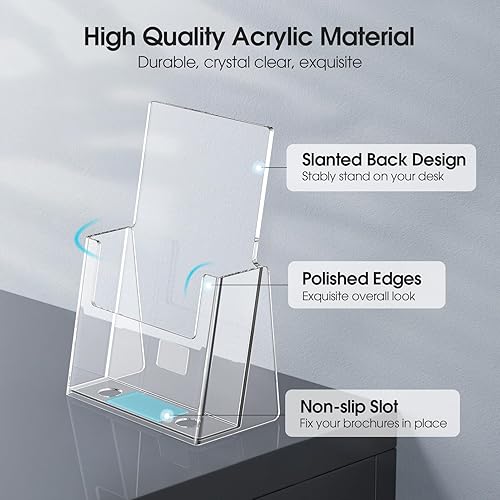 Miniatura 3 de MaxGear Soporte acrílico para folletos de 6 x 9 pulgadas, soporte transparente para literatura de acrílico para encimera, soporte de exhibición de