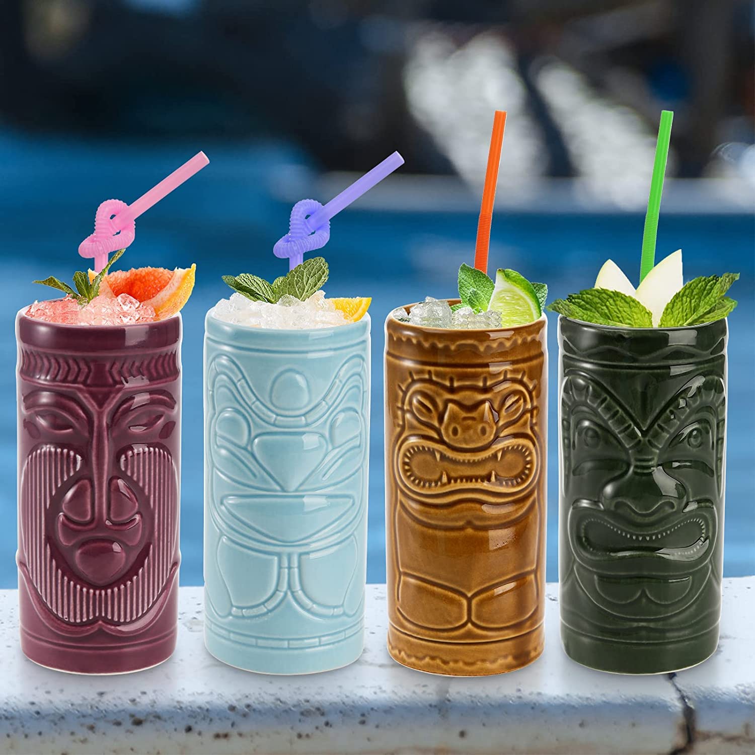 Tiki-Gläser Set 2 Stück | 400 Ml Fassungsvermögen | Aus Glas | Für Cocktails & Getränke | Mit Geschenkbox