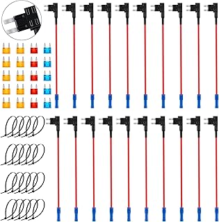 Electop 20 Pack 12V Car Add-a-Circuit Fuse Tap Mini Fuse Adapter Kit, Mini Fuse Taps Automotive ATM APM Fuse Holder Connector with 5A/10A/15A Blade Fuses and Cable Ties for Cars Trucks Boats
