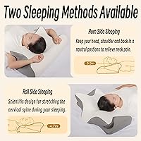 Vista 7 de Almohada cervical para aliviar el dolor de cuello, almohada ortopédica ergonómica de contorno para el dolor y apoyo del hombro, acogedora almohada