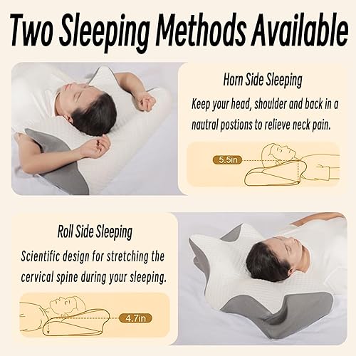 Miniatura 5 de Almohada cervical para aliviar el dolor de cuello, almohada ortopédica ergonómica de contorno para el dolor y apoyo del hombro para dormir y apoyar,