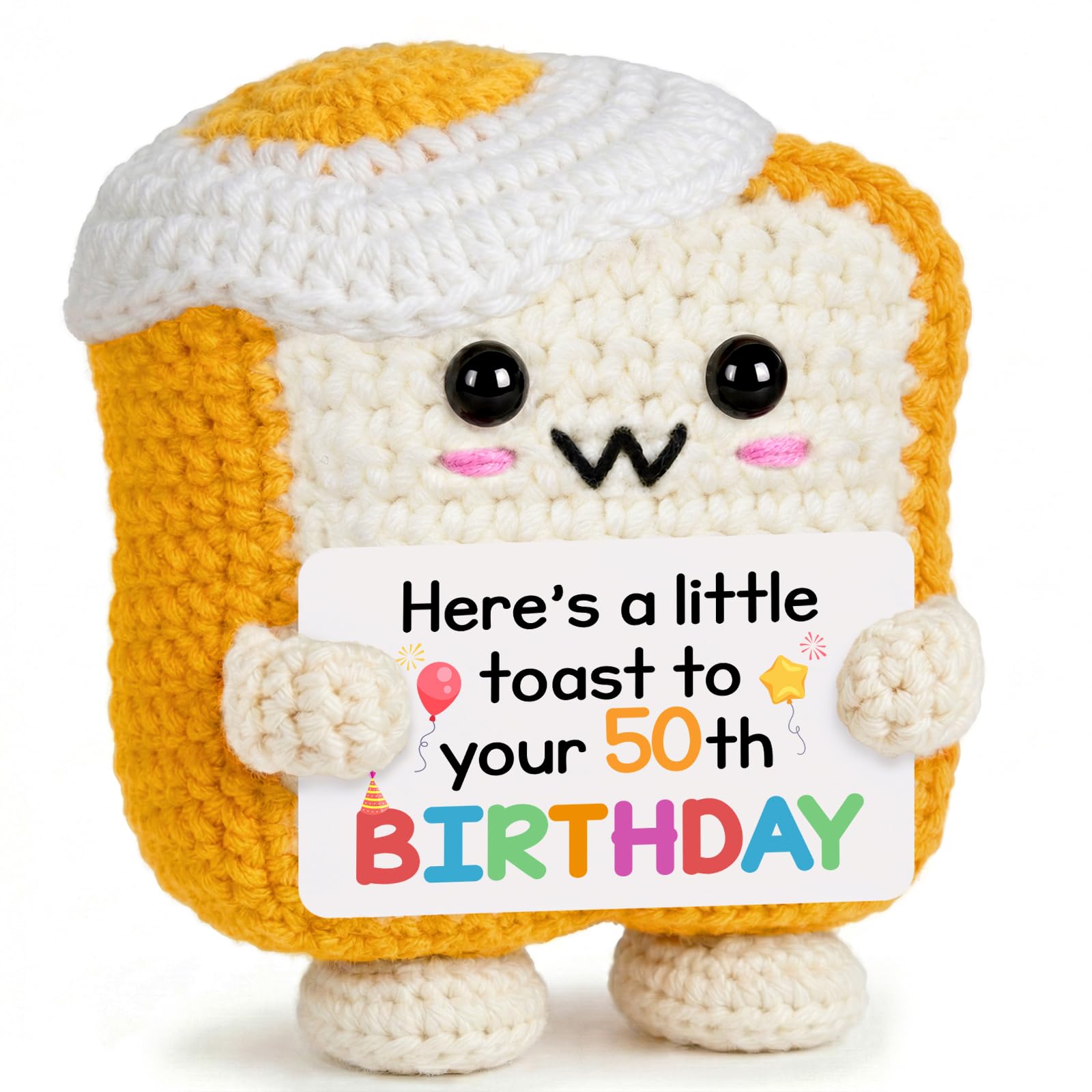 50th Birthday Gifts for Women, 50th Birthday Gifts for Men, Handmade Emotional Support Crochet Toast, Crochet Toast Doll, 50 Year Old Gift For Her Friends Sister Wife Husband Brother Uncle Auntie — image 1