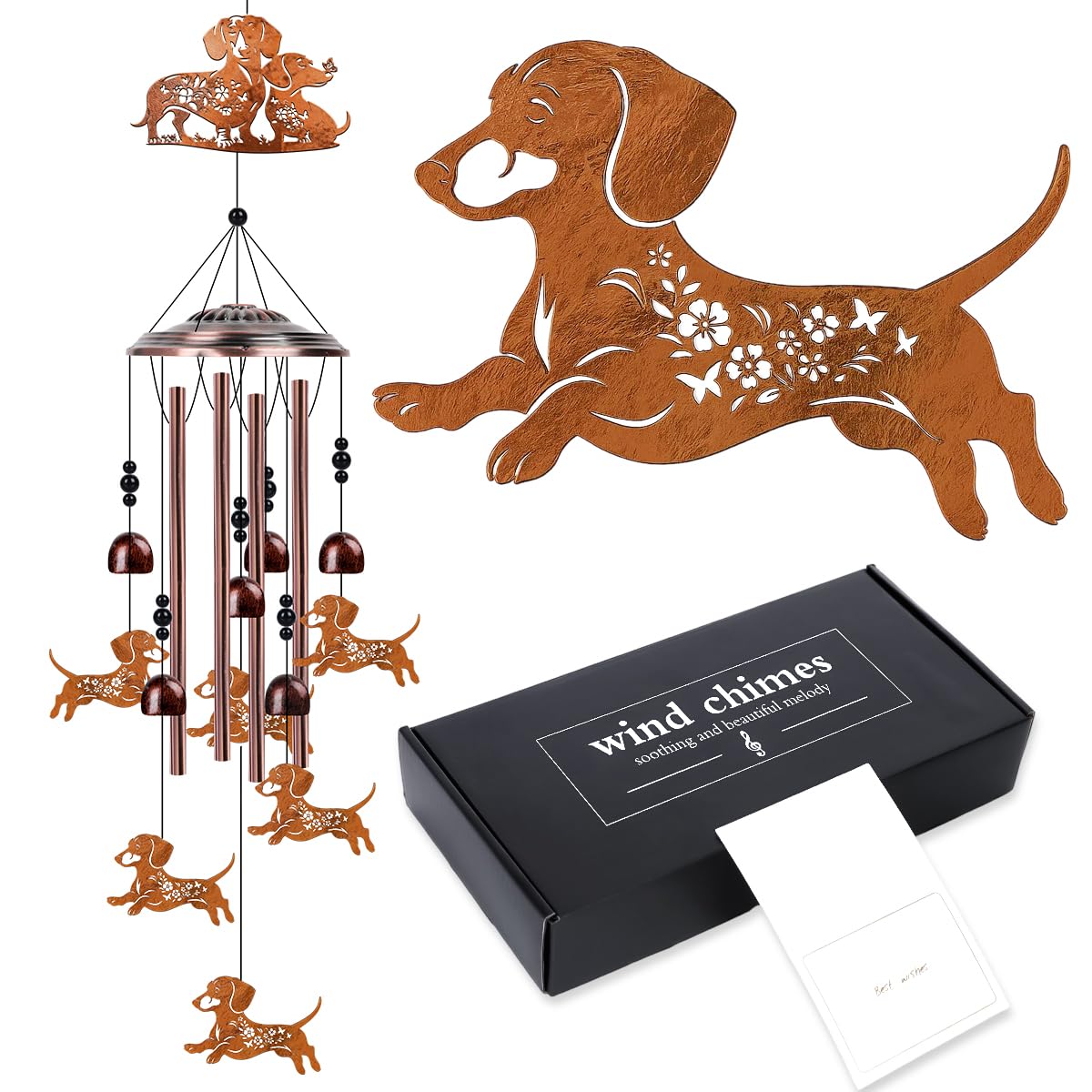 Riletese Dachshund Wind Chimes for Outside - Metal Windchimes Outdoors, Dachshund Gifts for Women/Men, Memorial/Birthday/Housewarming/Festival Gifts, Chimes for Garden Decor Patio Yard Outdoors — image 1