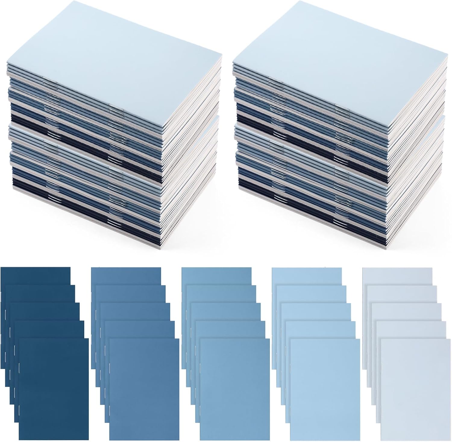 Eaasty 100 Pcs Mini Notebooks Bulk Small Pocket Notepads Journals Lined Paper Gradual Cover Paper for Coworkers Nurse Teacher Employee Office Social Worker (Blue)