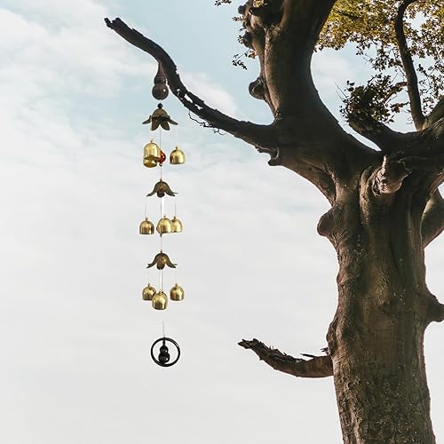 Miniatura 9 de Good Fortune - Botella de calabaza con cuentas de energía, campanillas de viento de aleación de cobre, 3 capas + 9 campanas para decoraciones al