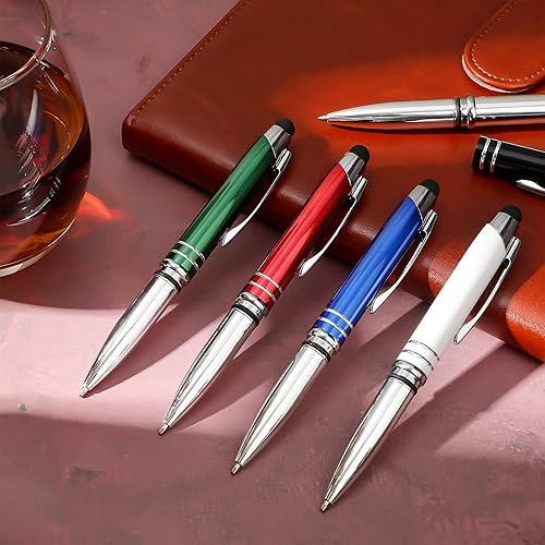 Miniatura 2 de Zonon Bolígrafo LED de 15 piezas con punta de lápiz capacitivo, multifunción con linterna LED, bolígrafo de metal de tinta negra de 0.039 pulgadas