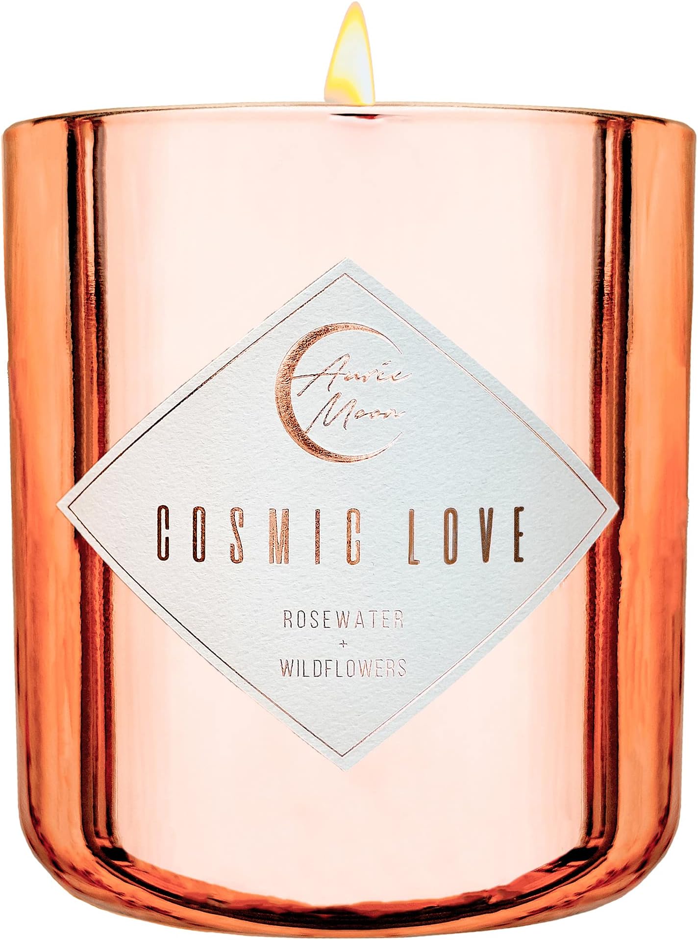 Auric Moon | Rosewater + Wildflowers Scented Luxury Soy Coconut Candle for Women | Slow 70+ Hour Burn | Wood Crackling Wicks | 12 Oz Premium Glass | Hand-Poured in California