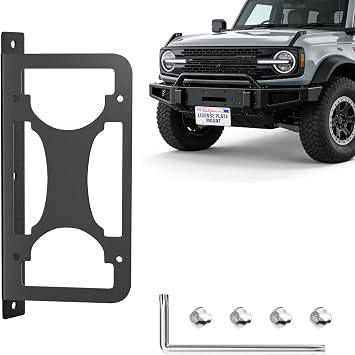 License Plate Bracket Holder Fits Ford Bronco 2021-2024, Quick Installation | Only for Heavy Duty Modular Bumper, Front License Plate Frame Durable Steel Front License Plate Mounting Kit