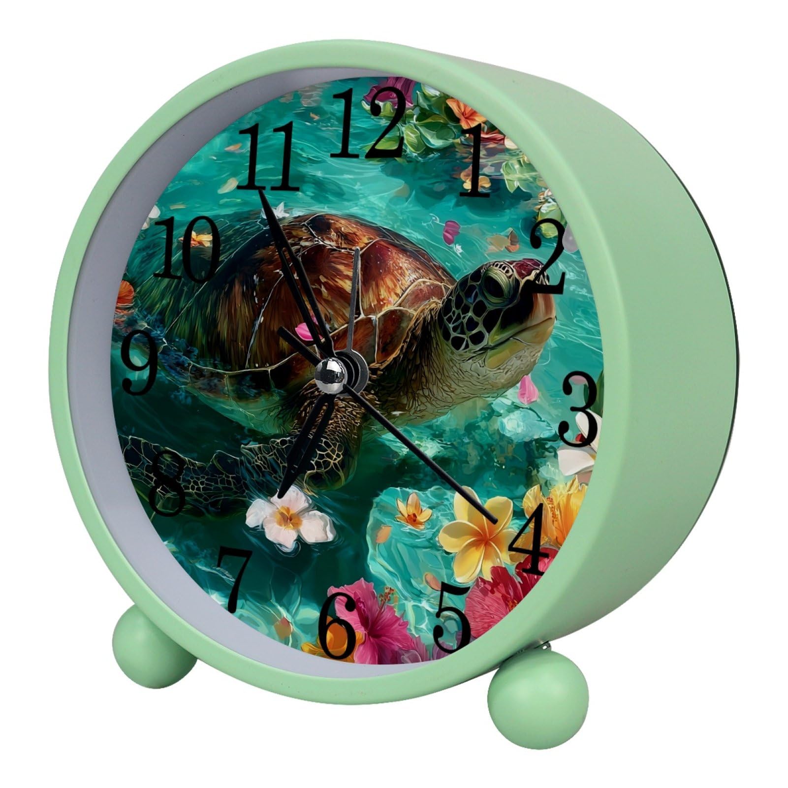 etoenbrc Watercolor Butterfly Silent Analog Alarm Clock Small Battery Operated Clock Slient Plastic Table Clock for Living Room Bedroom Color99