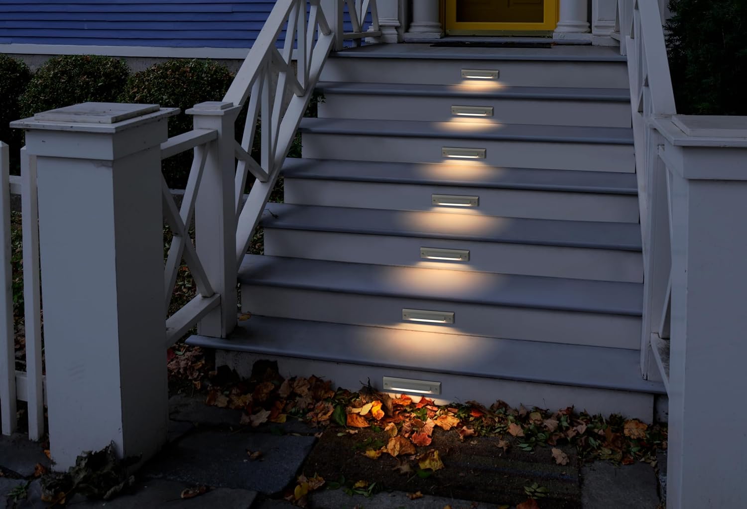 GKOLED 6-Pack Low Voltage 12V AC/DC LED Linear Step Lights, 2W Landscape Lighting, Outdoor Waterproof Accent Lighting Fixtures, Die-cast Aluminum with Classic White Powder Coated Finish