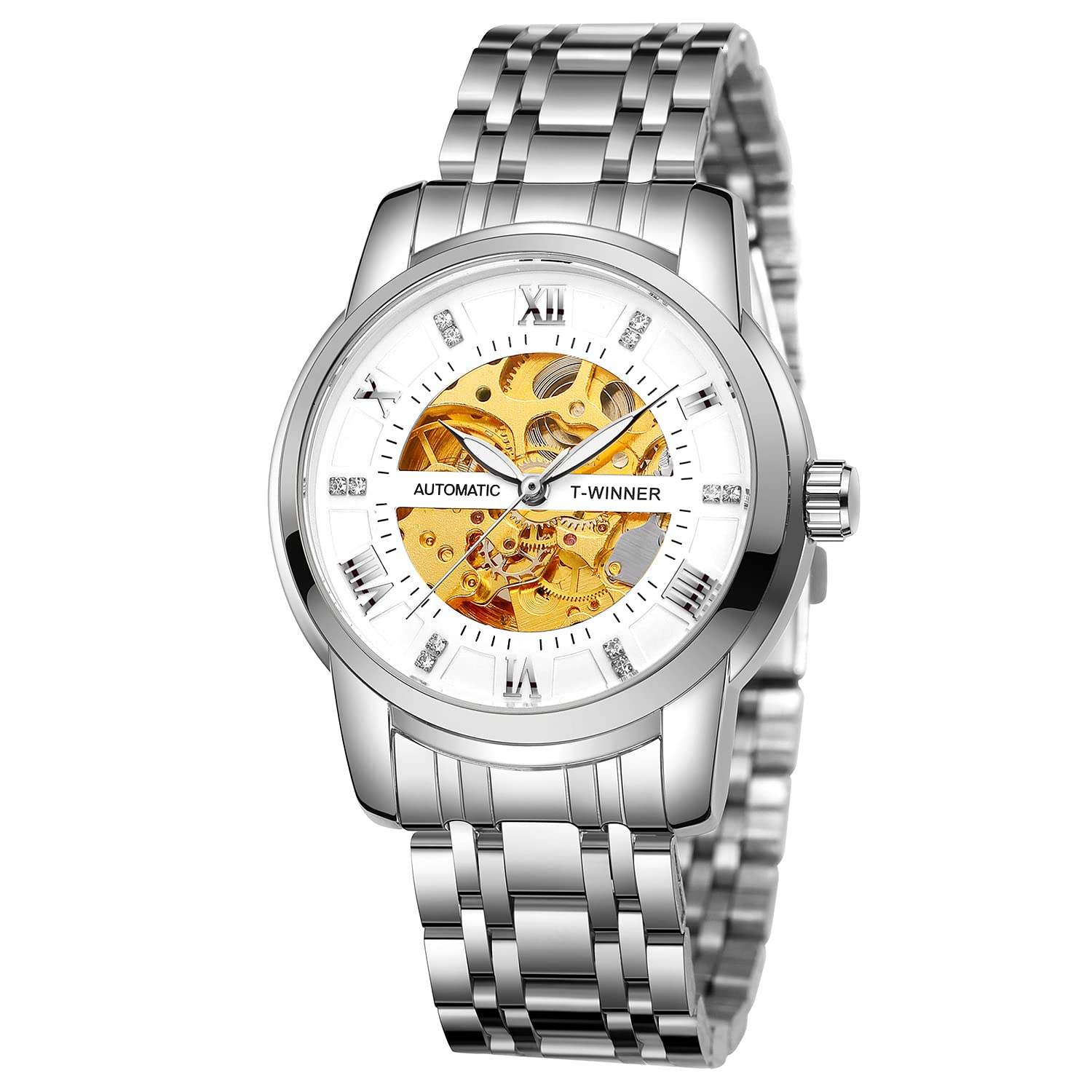 FORSINING Mens Automatic Self Winding Watch Luxury Skeleton Waterproof Stainless Steel Mechanical Wrist Watch, 06-White, Self Winding Watch,Mechanical (B09QZPVWS2) Amazon Price History, Amazon Price Tracker