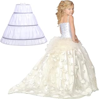 Girls' 3 Hoops Petticoat Full Slip Crinoline Skirt Ball Gown Petticoat Skirt Toddler Underskirt Slip for Girls