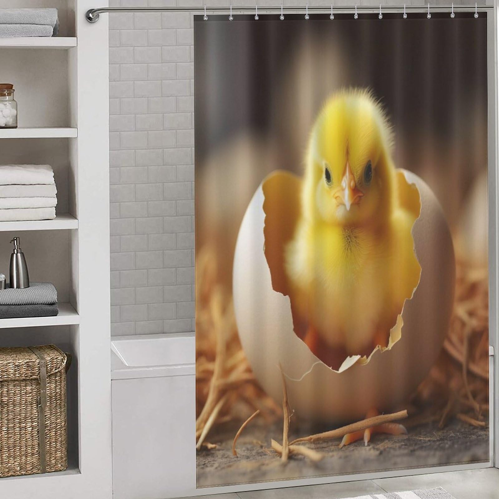 Rideau de douche poulet animal imperméable 152x183cm