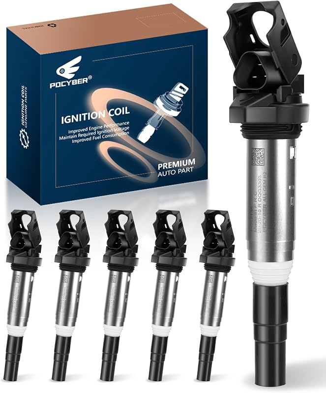 Bobina de ignição POCYBER para BMW N46 N52 N53 N54 N55 – Kit com 6 unidades