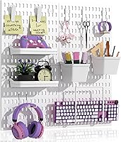 AKTOP 4-Pack 12x12 Pegboard Wall Organizer Kit with 13 Hooks & Accessories - Durable Plastic Panels for Garage, Craft Room, Home Storage