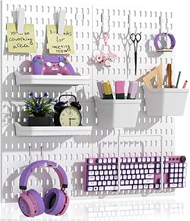 AKTOP 4-Pack 12x12 Pegboard Wall Organizer Kit with 13 Hooks & Accessories - Durable Plastic Panels for Garage, Craft Room, Home Storage