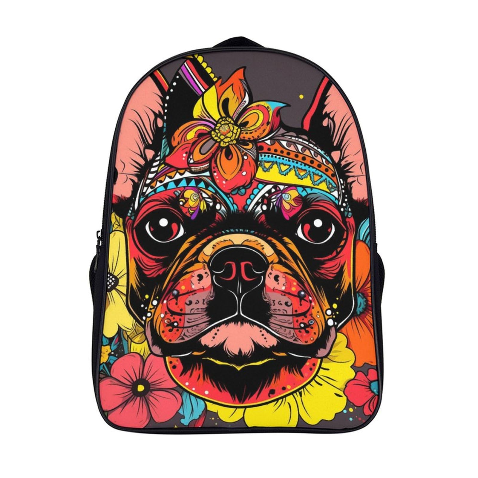 XIAOCHENG French Bulldog Escolar Mochila Entre Mochila Estampada Bolsa De Impermeable Respirable Material De Lienzo Poliéster Para Niños Niñas Estudiantes Adolescentes 40x28x16cm