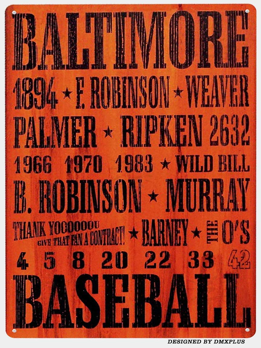 Kexle TIN Sign Baltimore Baseball Orioles Metal Decor Wall Store Card Shop Bar 12" x 16"