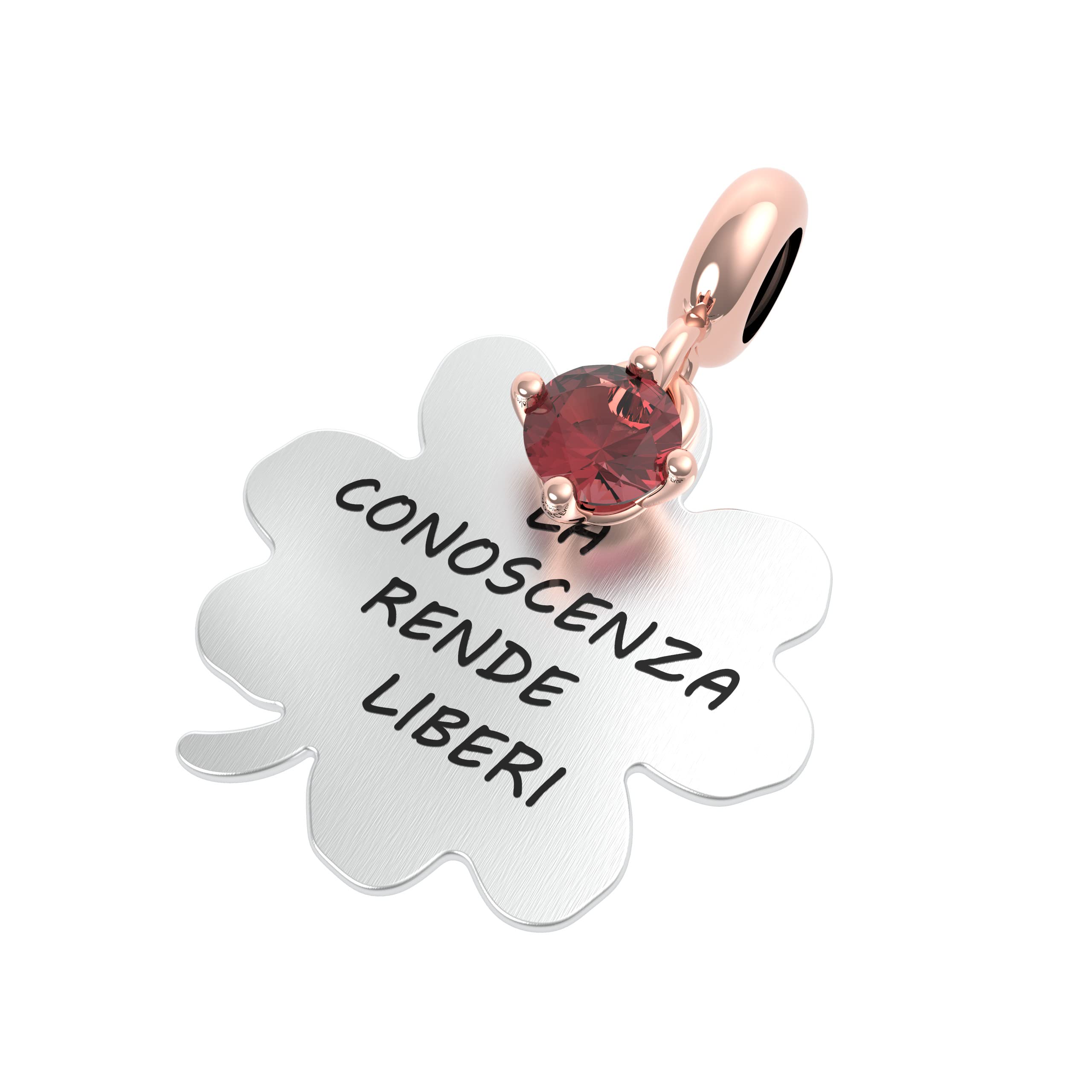 Rerum Gioielli Charm In Argento 925 – PROPOSITI – Abbi Cura Di Splendere, Con Pietre Naturali E Placcatura Oro Rosa 18kt - 4