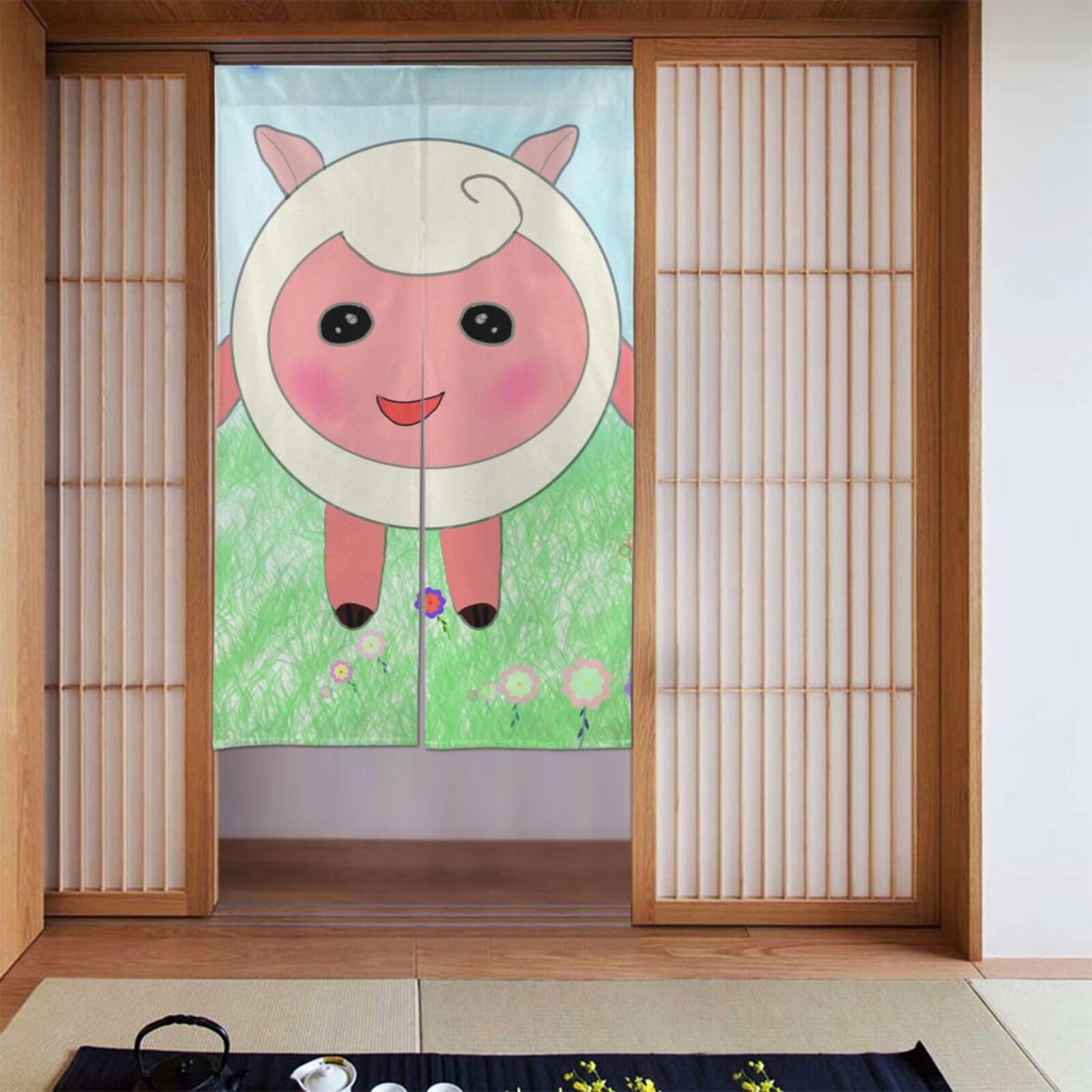 Rideaux en tissu d'agneau mignon pour stopper les courants d'air entre les pièces 142cm