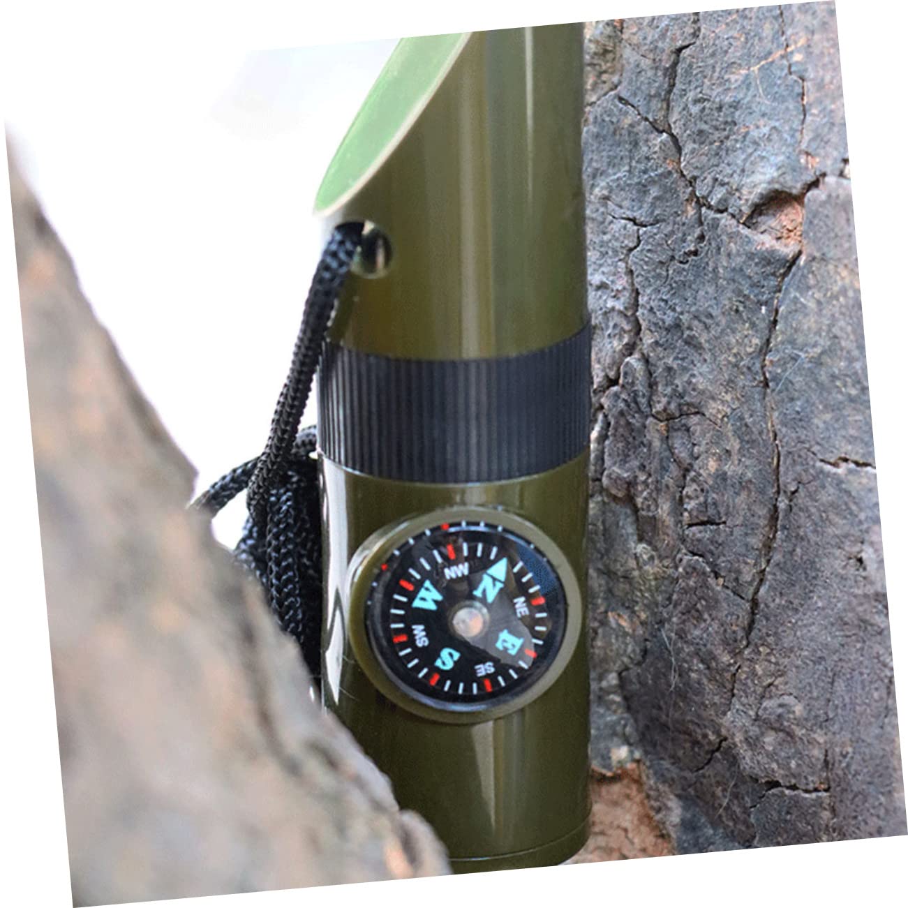 Yardwe Kompasspfeife Led Ligts Led-Light Vergrößerungsspiegel Campingpfeife Led-Pfeife Radio Kaffee-Thermometer Multifunktionale Notfallpfeife Pfeife Mit Trageband Abs