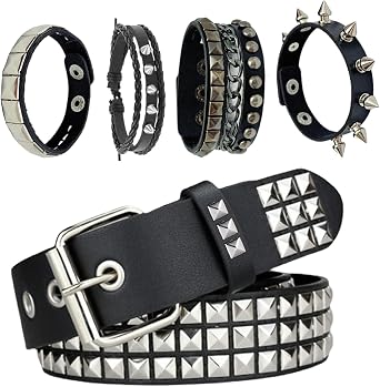 Black Studded Belt, Studded Bracelet Goth Rivet Punk Rock Cuff Bracelets Y2K Belt Emo Spike Cuff Bracelet Grunge Accessories for Women Men