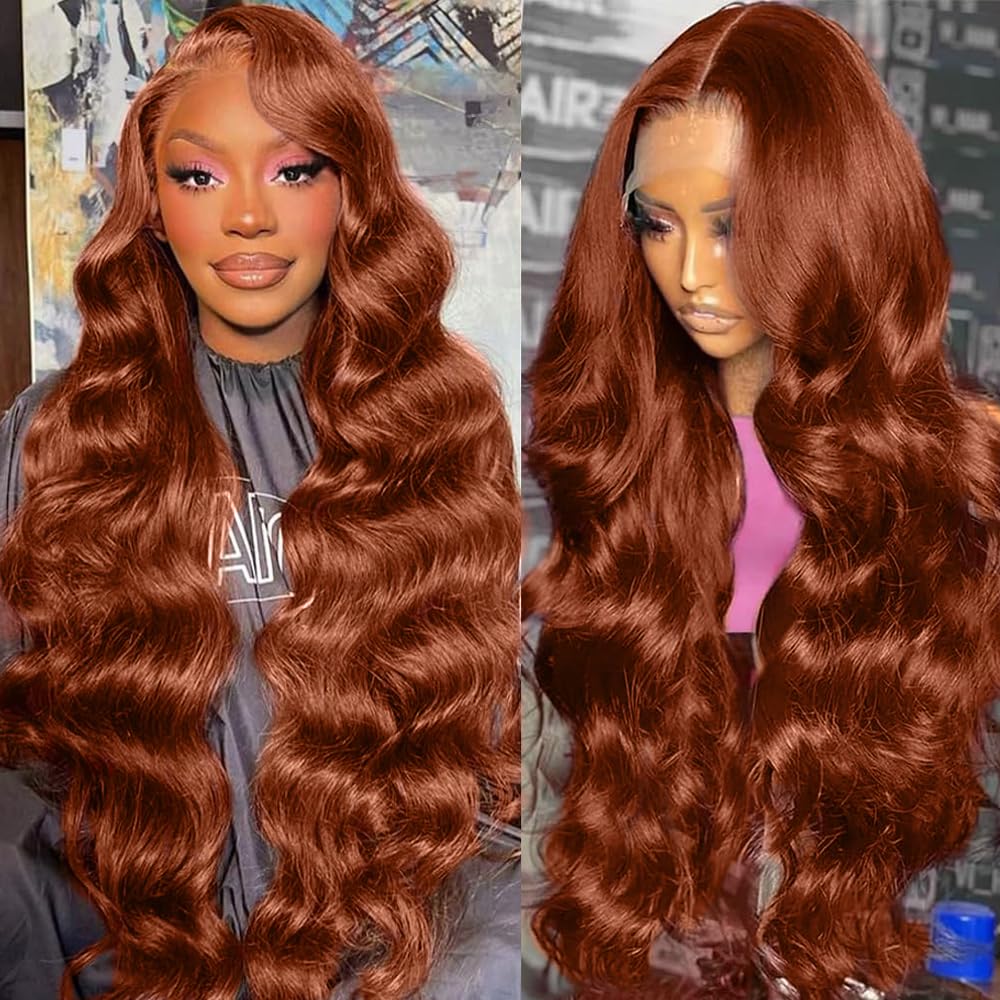Amazon.com : KTOOYKE 30 Inch Reddish Brown Lace Front Wigs  display picture 2