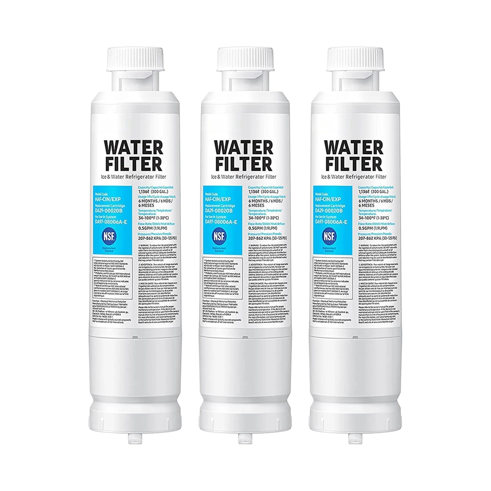 Filtr wody do lodówki DA29-00020A/B kompatybilny z akcesoriami do lodówek Samsung HAF-CIN/EXP, RF28HFEDBSR, RF263BEAESR, RF263TEAESG(3Pcs)
