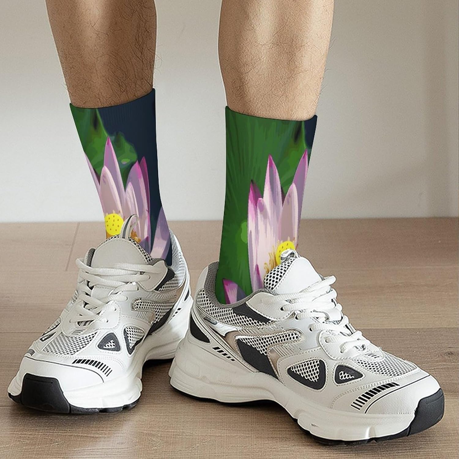 Lotus2 Crew Sock High Stocking Grippy Socks | Socks for Men & Women,Stockings-Long Thin Tube Sports, Breathable Soft Athletic for Nurses,Travel