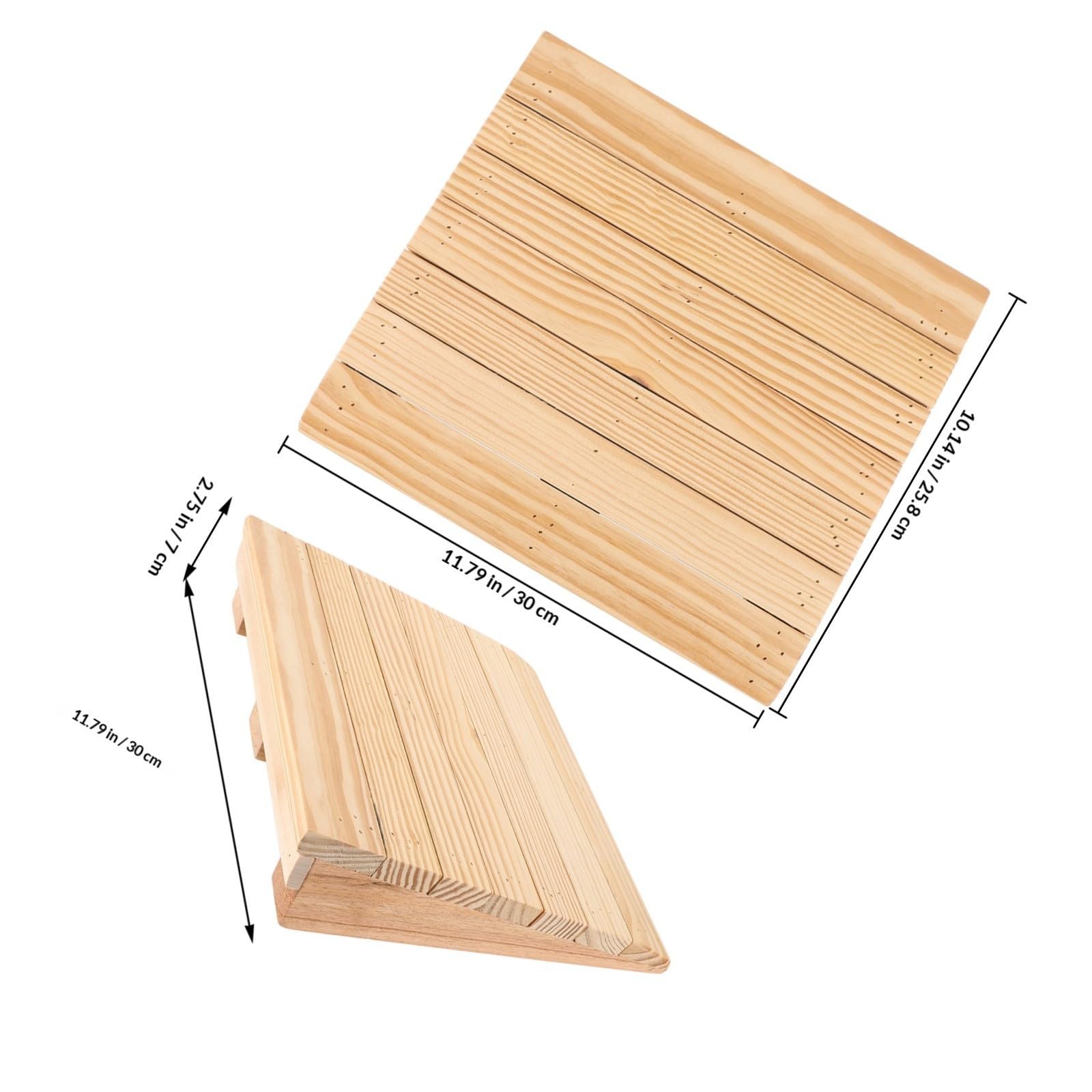 Rampa de Madera para Sillas de Ruedas Superficie Lisa y Ranurada, Portátil para Uso en Casa y Trabajo, Color Beige Natural