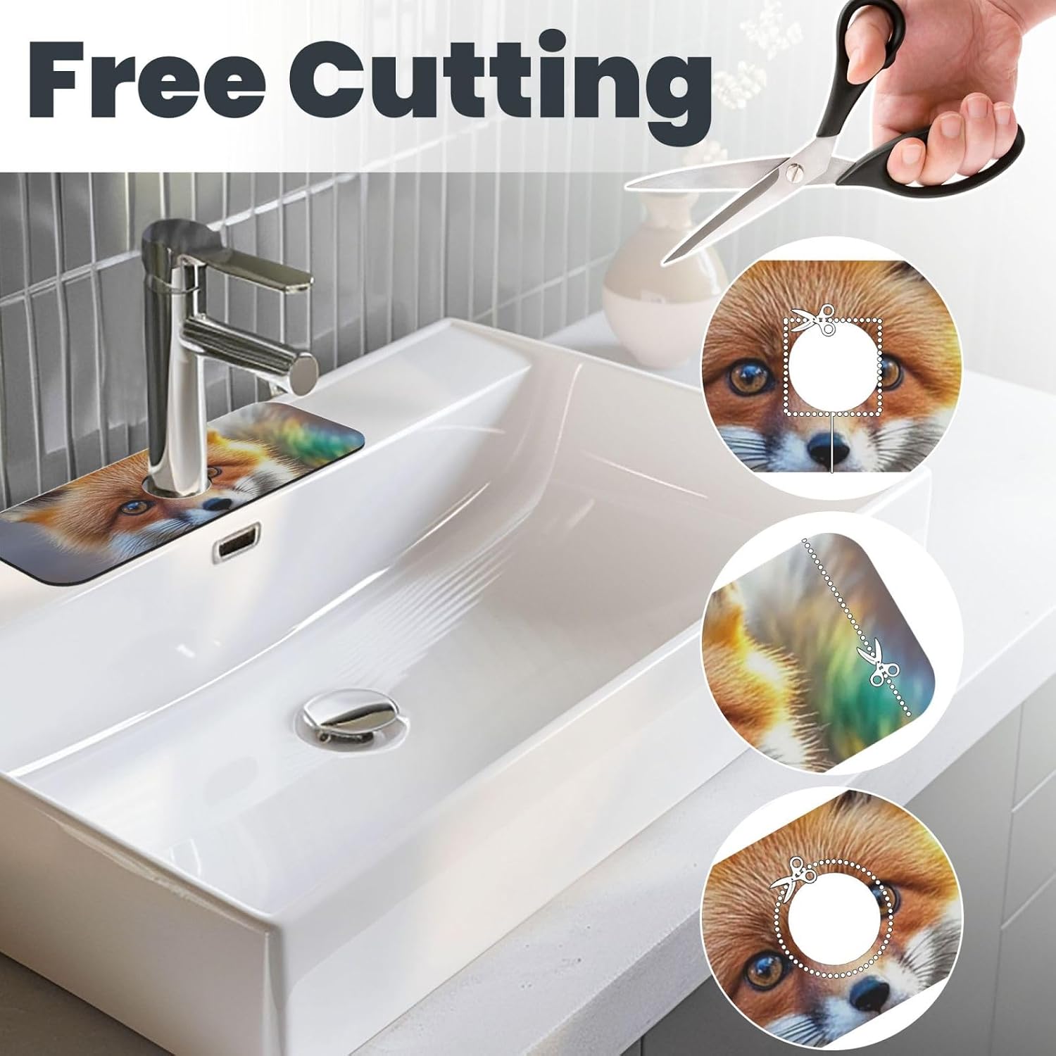 Splash Guard Mat For Kitchen Sink , Super Absorbent Fast Drying Faucet Mat Cute Fox Draining Mats Sink Gadgets Behind Faucet Sinkmat For Kitchen Bathroom 15"X5.5" image 3