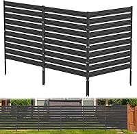 Dyemair 42"H x 38"W Metal Privacy Fence Panels (3-Pack, Black) - No-Dig AC Cover, Trash Can Screen, Pool Enclosure