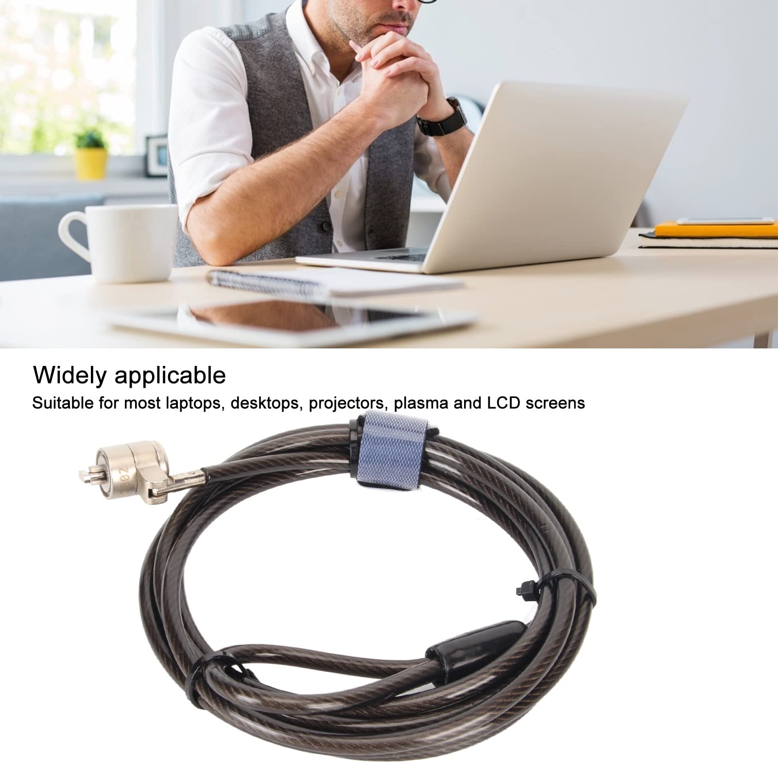 GOWENIC Notebook Lock and Security Cable, Laptop Cable Lock, Anti Theft Combination Lock with 2 Keys, Tablet Lock Security Cable for Laptops, Tablets