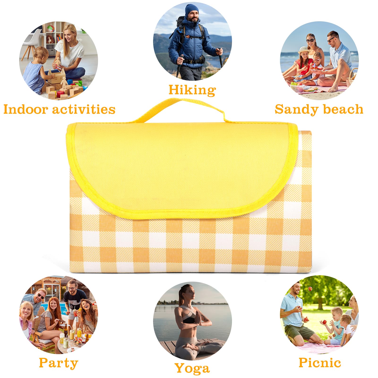 AQXONG 200x200cm Tapis de Pique-Nique, Tapis de Camping Imperméable Portable Pliable, Anti Sable Natte de Plage, Convient pour la Randonnée Voyage Camping en Plein Air, Parc