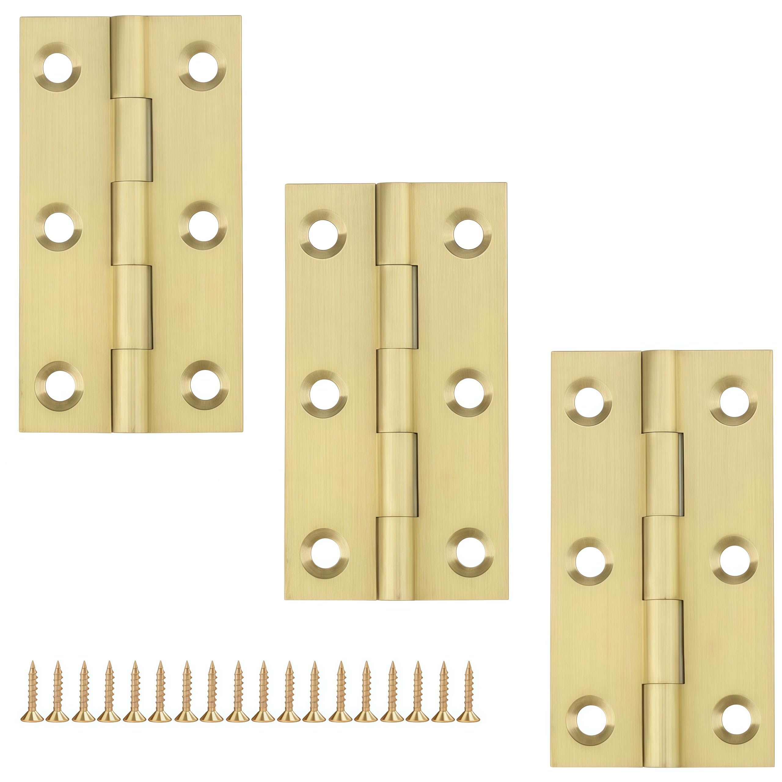 Vbnexyr Regular Folding Hinge 3 Pack Of Brass Folding Hinges For Jewelry Boxes Cabinet Doors And Trunks With Screws 2.5 Inches