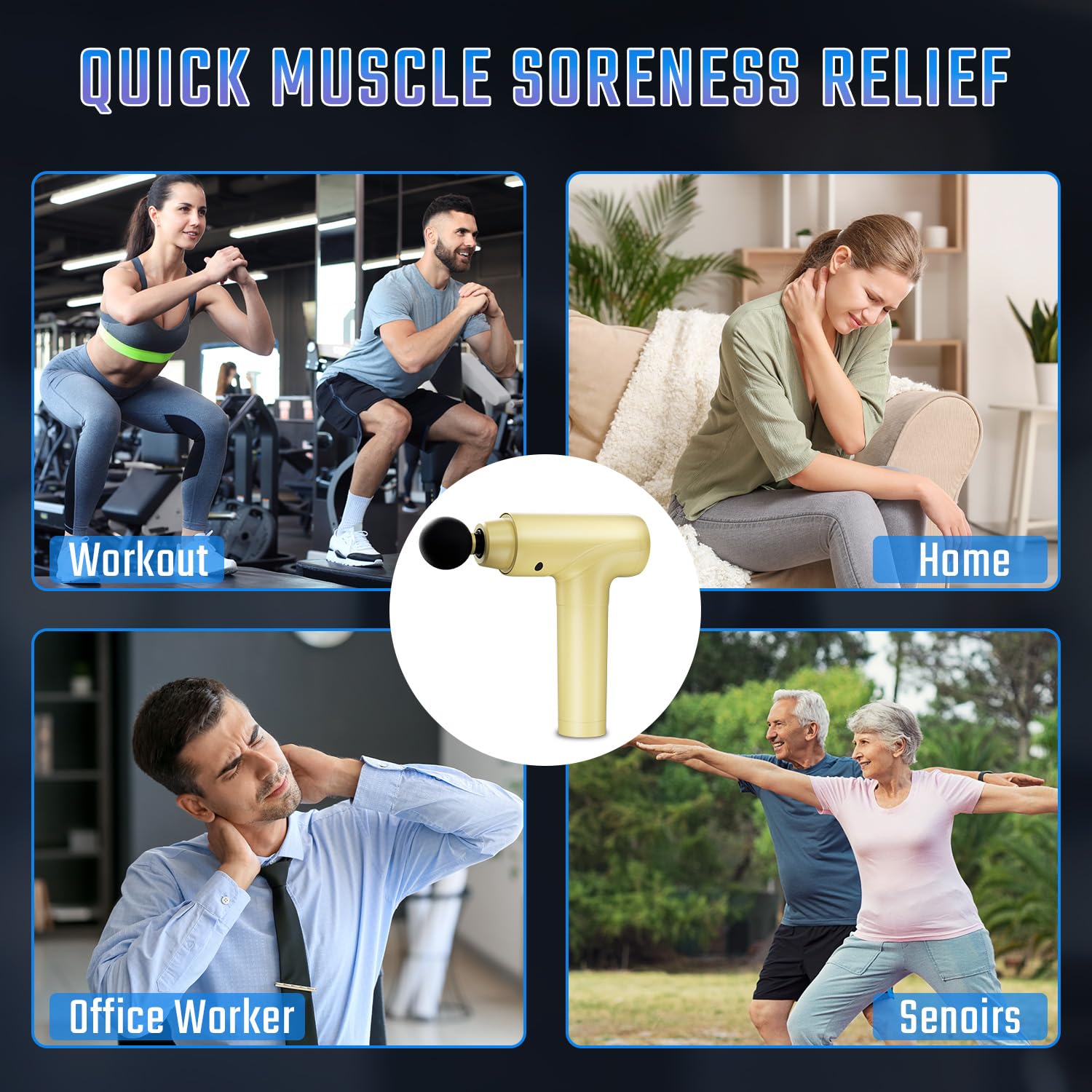 cotsoco Massage Gun Deep Tissue, Muscle Massage Gun with 9 Attachment Heads 20 Speeds & Silent Brushless Motor for Pain Relief, Handheld Percussion Back Massager Gun for Athletes view 7