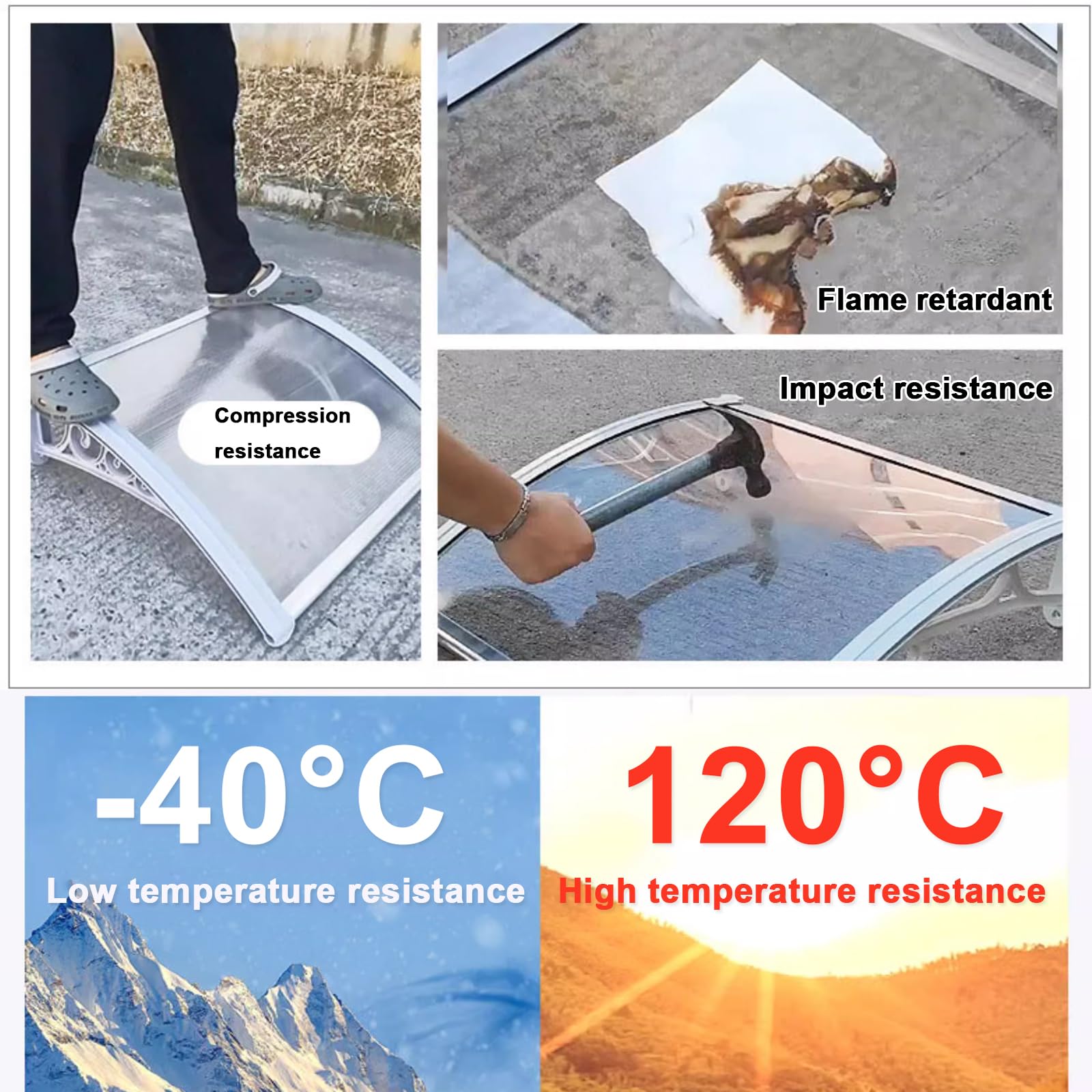 WeatherResint Tente de festival Polycarte Auvent avec panneau C Gris ardoise/noir (60 x 380 cm/24 x 150 cm) Parfait pour les événements en plein air et les rassemblements