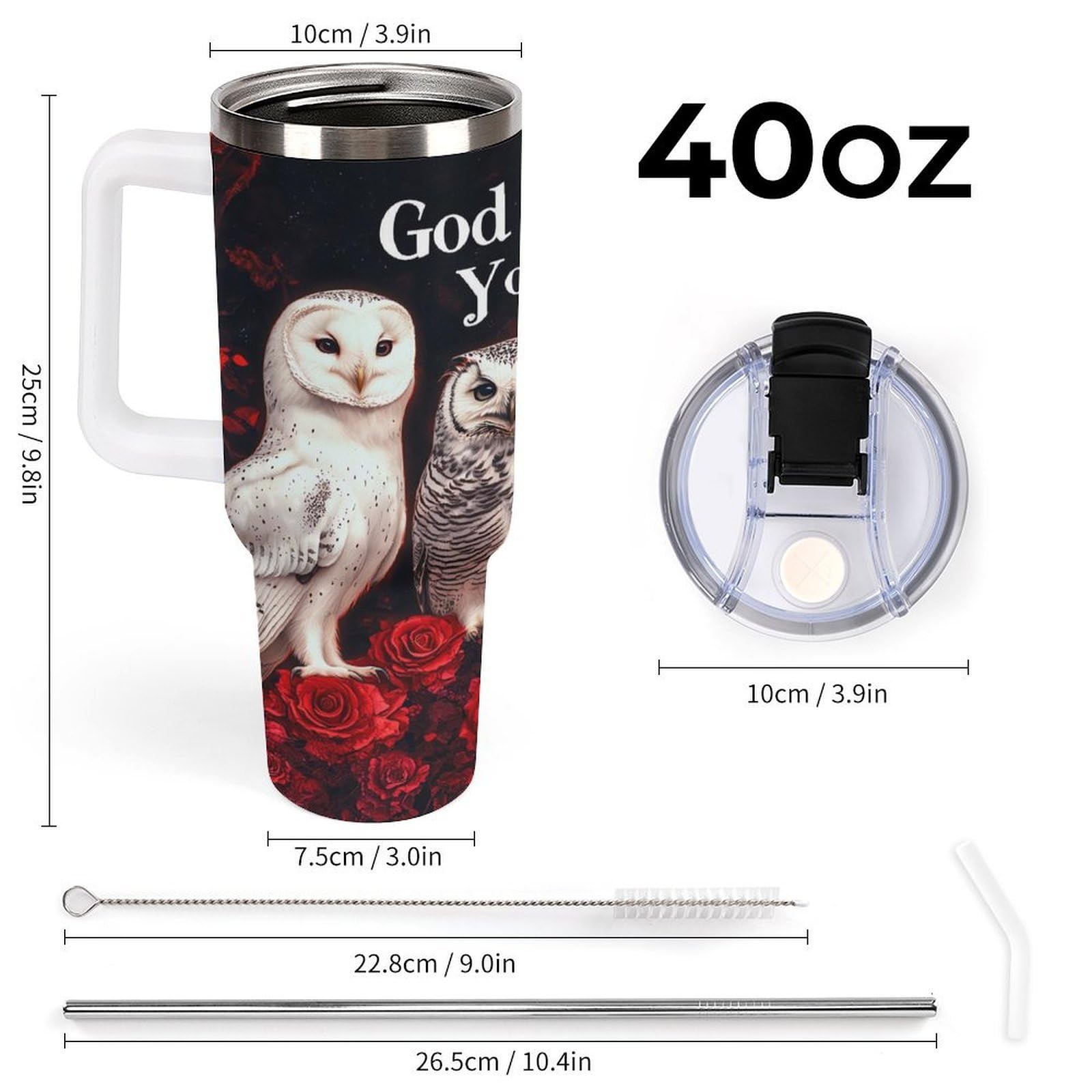 Kaffeebecher mit Griff, Motiv "God Says You Are Eule", 1,2 l, Reise-Kaffeebecher, große Kapazität, Autobecher, Wasserflasche