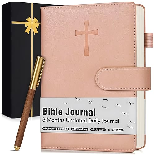 Leather Christian Bible Journal for Women Men, Prayer Journal for