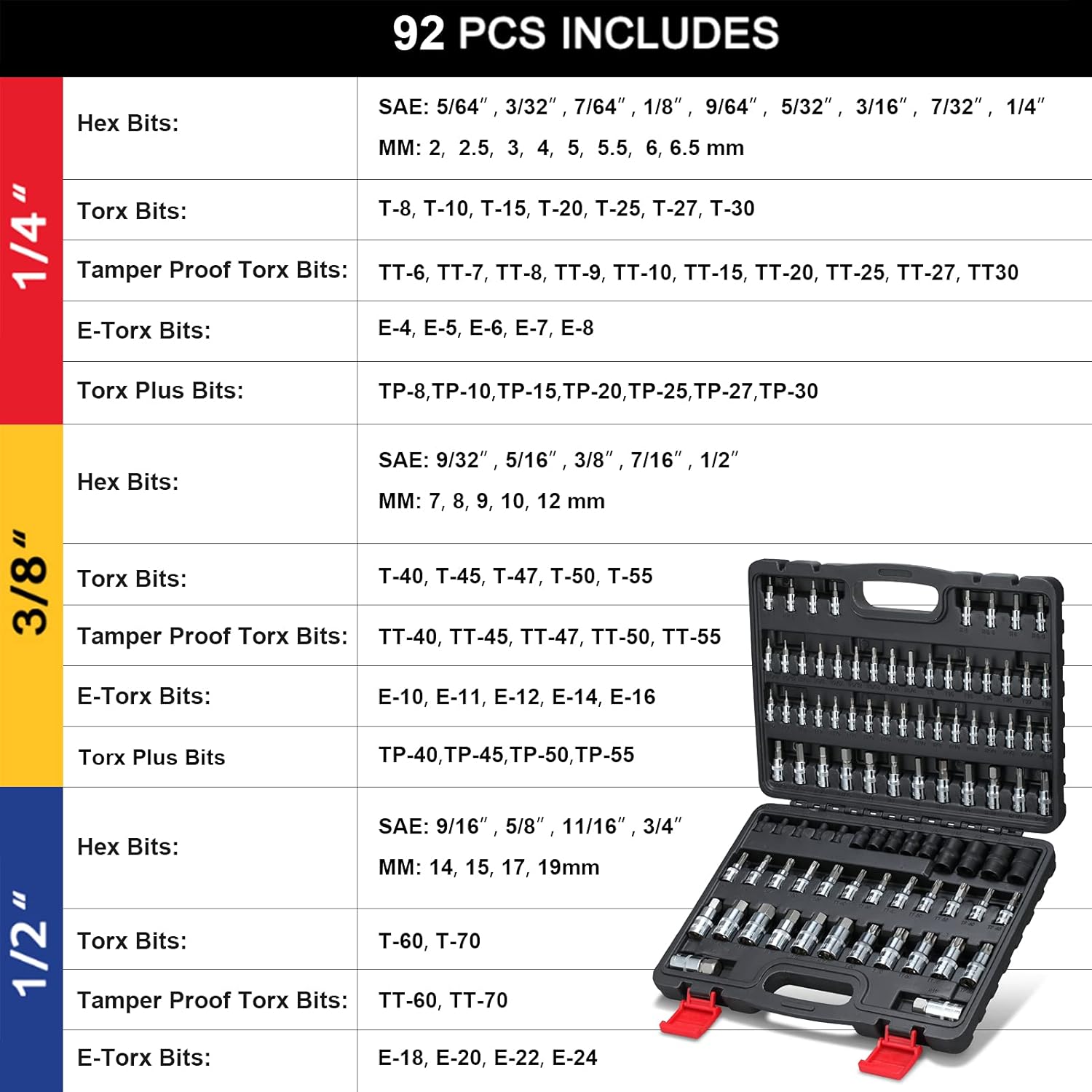 92-Piece Bit Socket Set & 25-Piece Screw Extractor Set