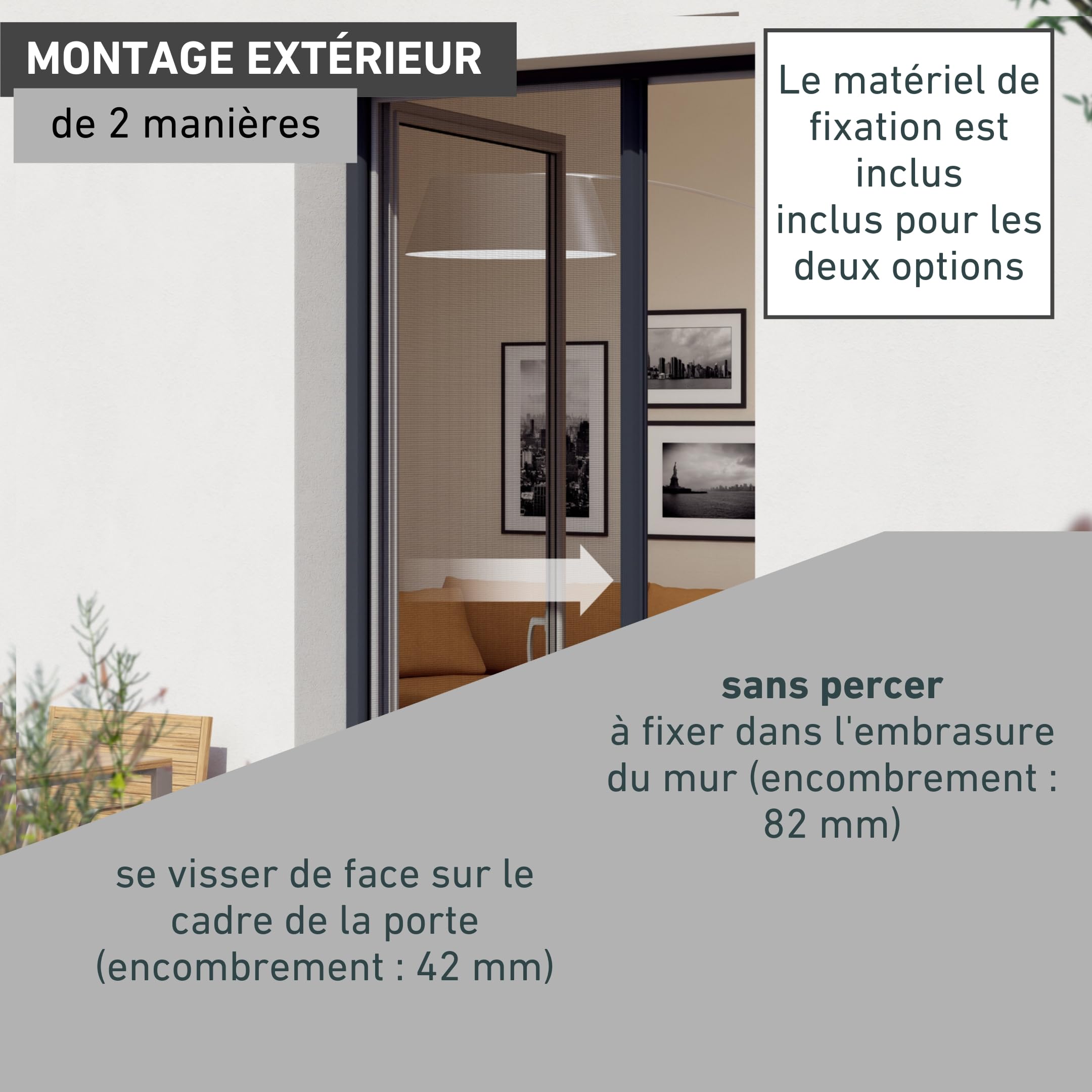 Windhager Moustiquaire Store Enrouleur pour Portes, individuellement découpable, 225 x 160 cm, anthracite, 03895