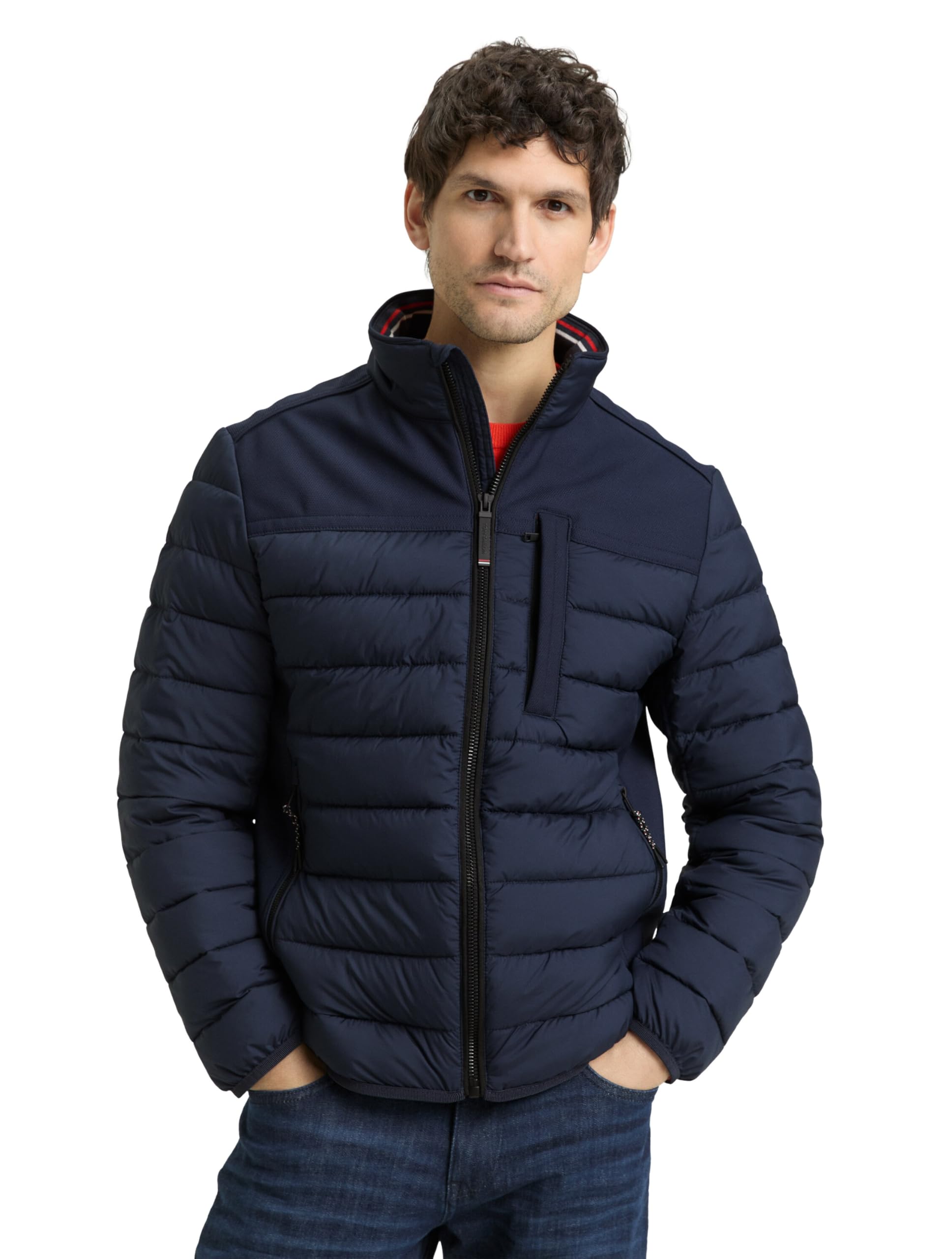 TOM TAILOR Herren Hybrid Steppweste mit Stehkragen