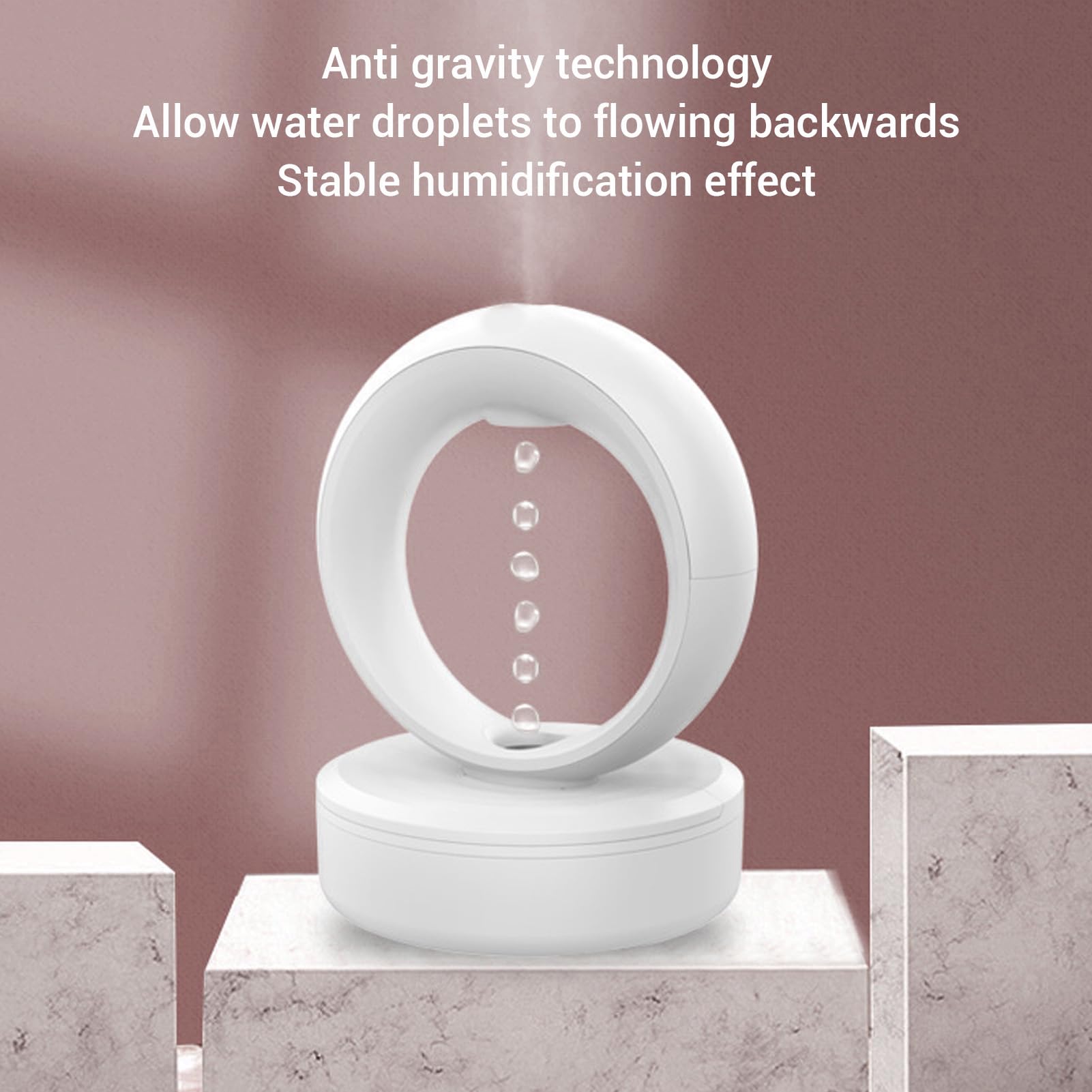 Humidificador Antigravedad de 680 Ml, Humidificador de Niebla Grande, Goteo de Agua Ultrasónico, Difusor de Aromaterapia de Niebla Fría, Humidificador de Gotas de Agua Flotante,