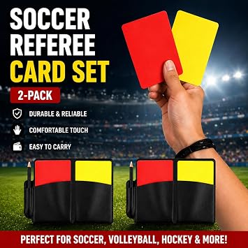 XICHENGSHIDAI Football Referee Cards Set, 2 Pack Red and Yellow Cards with Referee Wallet, Match Record Sheets and Pencil, Football Referee for School Sports, Training, Rugby, Volleyball and Hockey