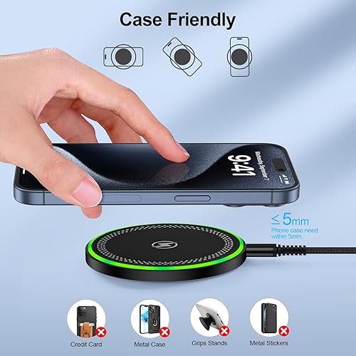 Miniatura 2 de Cargador inalámbrico S25 para Samsung Galaxy S25 Ultra S25+ S24 Ultra S24 FE S23 S22 S21 FE 5G, 2 paquetes de 15 W Pixel 9 Pro Estación de carga