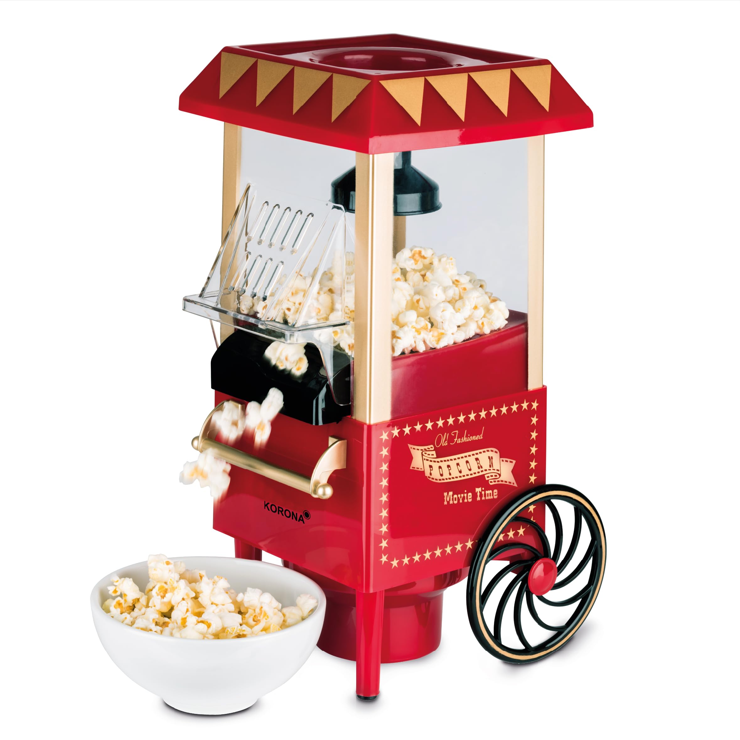 Korona 41100 Popcorn Macchina | Potente 1200 Watt | Popcorn fatti in casa per la serata del cinema a casa | Preparazione senza grassi | Design retrò