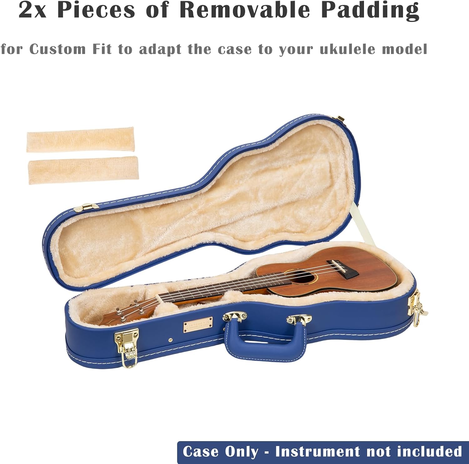Crossrock Wooden Concert Ukulele Case for 23'' & 24'' | Vibrant Blue Faux Leather, Stainless Steel, Latches, Storage Compartment – Designer Series (CRW520CUVB)