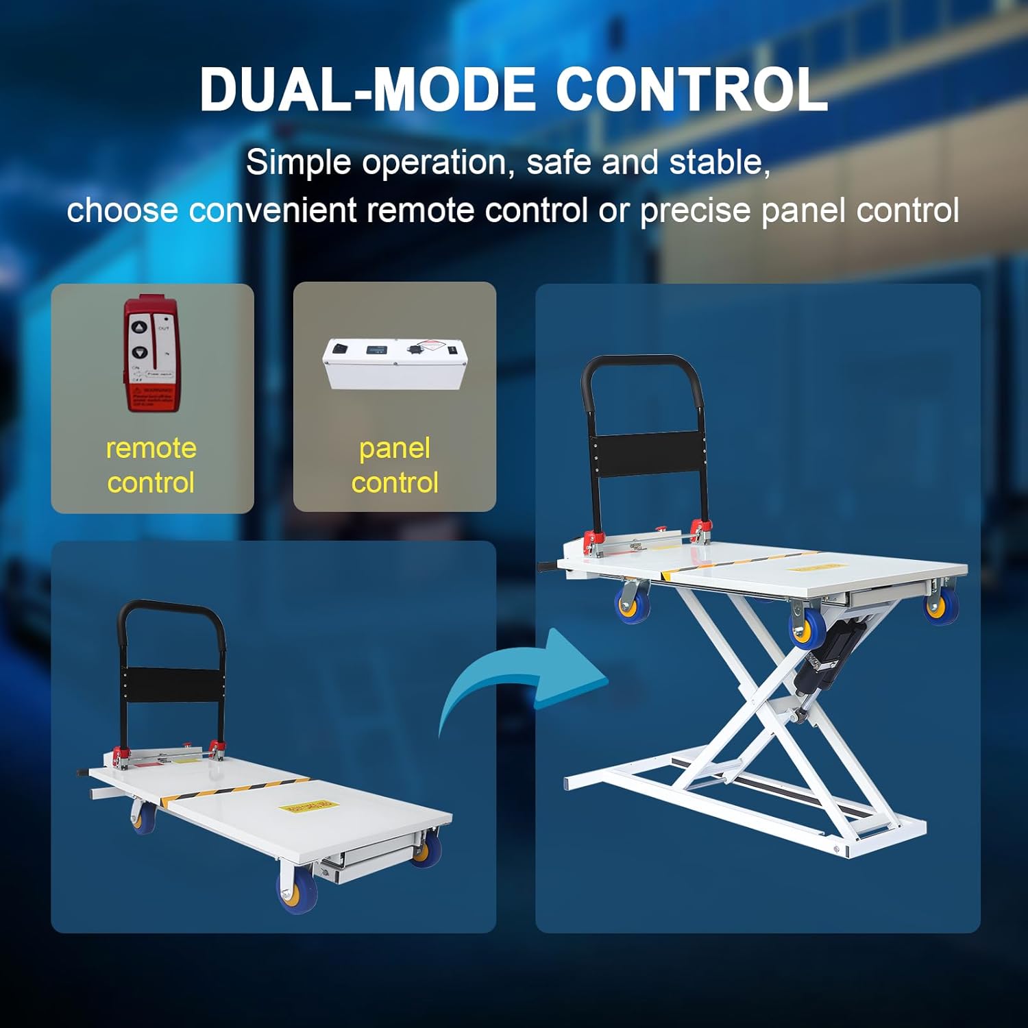 Electric Lifting Platform Truck 660lbs Capacity Hydraulic Lift Table Cart, 43" Lifting Height Electric Scissor Lift Table,Portable Electric Hydraulic Lifting Flatbed Handcart for Material Handling