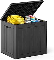 DUMOS 31 Gallon Waterproof Lockable Deck Box - Durable Outdoor Resin Storage for Patio Cushions, Garden Tools & Packages, Black